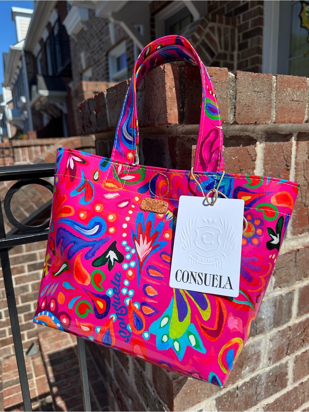 Consuela Hot Pink Multicolor Floral Tote